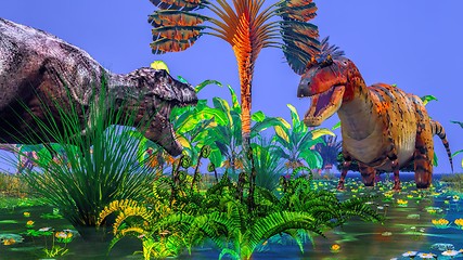 Image showing Tropical dinosaur park