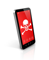 Image showing smartphone with a pirate symbol on screen. Hacking concept