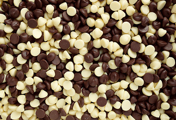 Image showing Mixed chocolate chips background