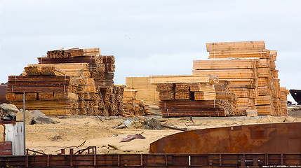 Image showing products of woodworking industry in small North port