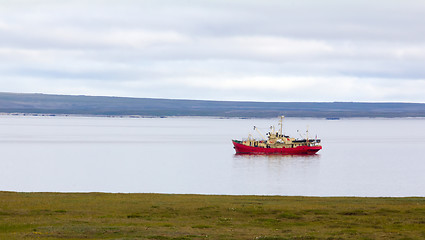 Image showing ship sails in Yugorsky Strait to Barents sea