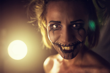 Image showing Horrible girl with scary mouth and eyes