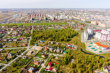 Image showing Aerial view on sleeping neighborhood. Tyumen. Russia