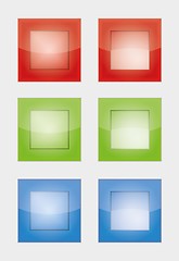 Image showing six color square badges or buttons