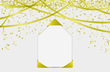 Image showing blank card with confetti and ribbons