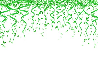 Image showing green confetti and ribbons