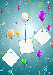 Image showing flying balloons with blank papers