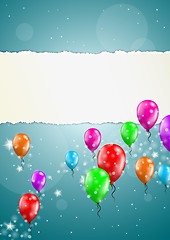 Image showing flying balloons with blank paper