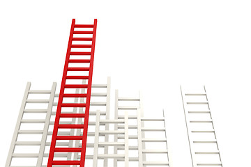 Image showing Red ladder among white