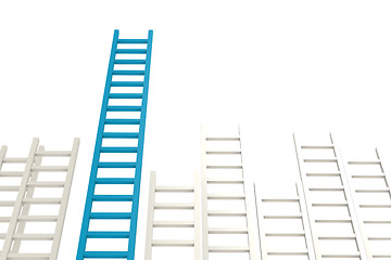 Image showing Blue ladder among white