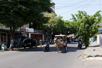 Image showing horse drawn carriage in the streets of Manado