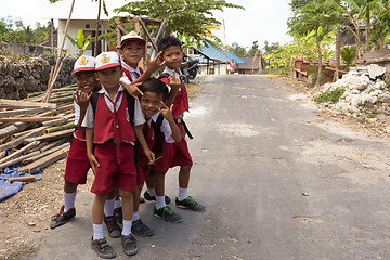 Image showing Balinese hindu boys in school uniform