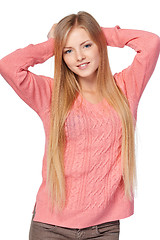 Image showing Woman in pink sweater