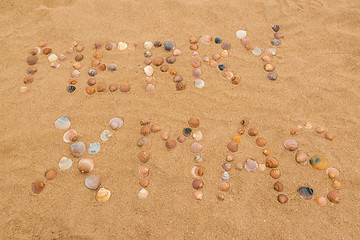 Image showing Merry Xmas on the beach