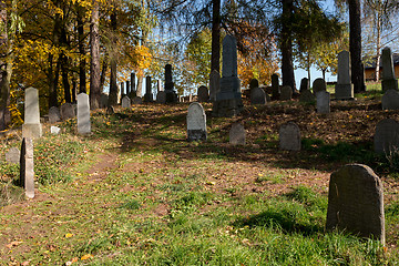 Image showing forgotten and unkempt Jewish cemetery with the strangers