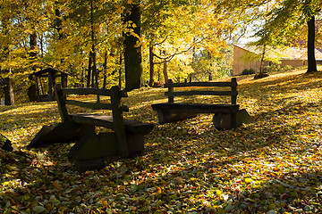 Image showing wooden bench in the park