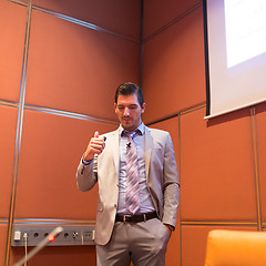 Image showing Speaker giving talk at Business Conference.