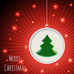 Image showing Christmas greeting card with bursting snowflakes and green chris