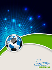 Image showing Abstract soccer brochure with bursting map ball