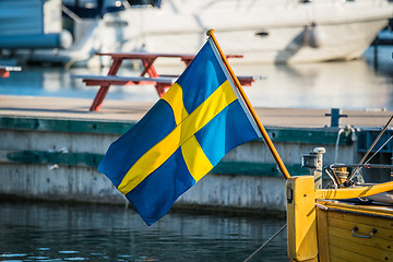 Image showing Sweden flag on a boat