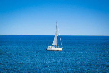 Image showing Small sailboat on the ocean