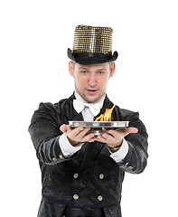 Image showing Illusionist Shows Tricks with Fire