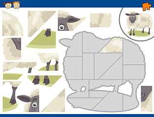 Image showing cartoon sheep jigsaw puzzle task