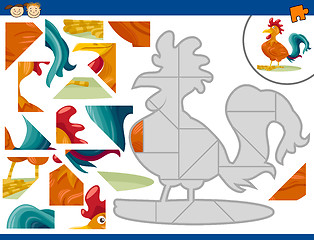 Image showing cartoon rooster jigsaw puzzle task