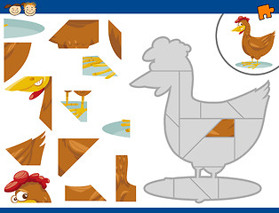 Image showing cartoon hen jigsaw puzzle task