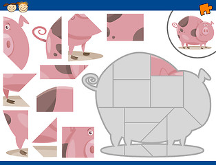 Image showing cartoon pig jigsaw puzzle task