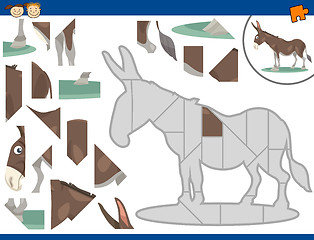 Image showing cartoon donkey jigsaw puzzle task