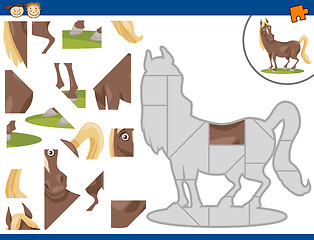 Image showing cartoon horse jigsaw puzzle task