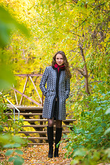 Image showing Girl walks in the warm autumn weather