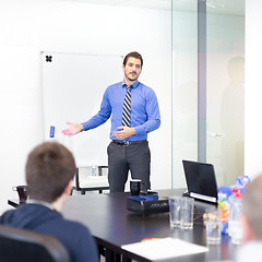 Image showing Business presentation on corporate meeting.