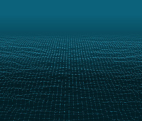 Image showing Water Surface. Wavy Grid Vector Background