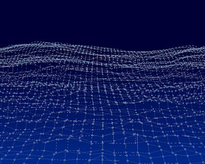 Image showing Water Surface. Wavy Grid Vector Background