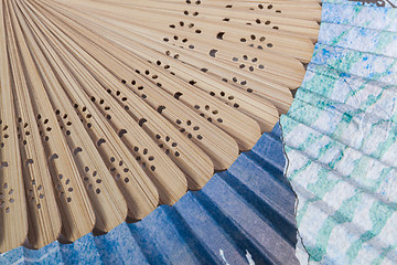 Image showing Typical Japanese hand fan made of bamboo