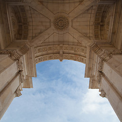 Image showing The Rua Augusta Arch in Lisbon. Here are the sculptures made of 