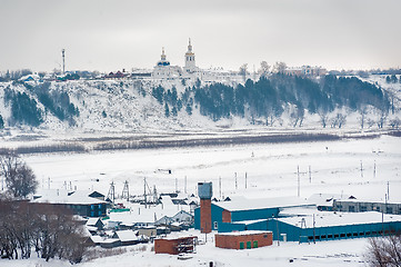 Image showing View at Abalak Znamensky monastery and fish plant