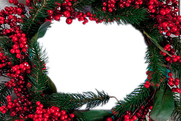 Image showing The wooden table with Christmas decorations 