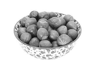 Image showing Hazelnuts in a china bowl