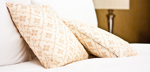 Image showing Pillows in Hotel bedroom