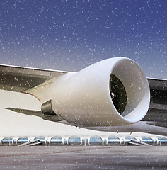 Image showing turbine of plane at non-flying weather