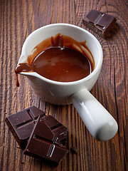 Image showing Chocolate sauce and pieces