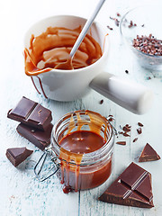 Image showing jar of chocolate sauce