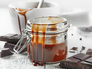 Image showing jar of chocolate sauce