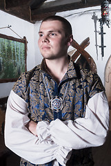 Image showing Attractive man in retro style costume