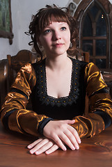 Image showing Attractive woman in dress of retro baroque style