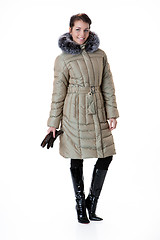 Image showing Young Beautiful Woman In Winter Coat