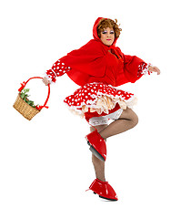 Image showing Actor Drag Queen Dressed as Little Red Riding Hood